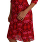 Dolce & Gabbana Red Pink Floral Crochet Lace Dress