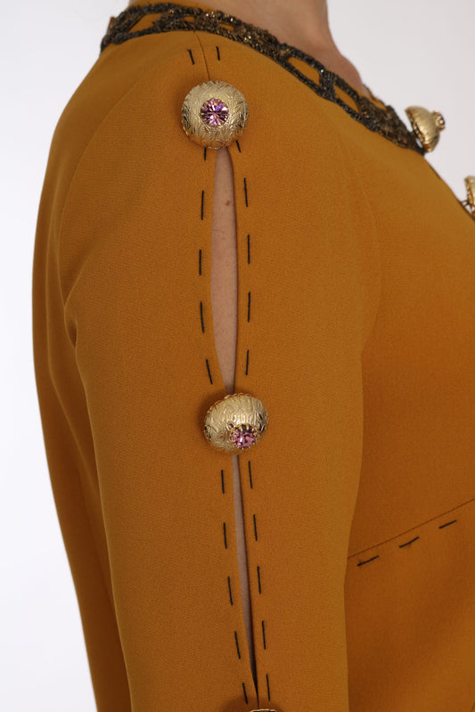 Dolce & Gabbana Goldenrod Brown Crystal Embellished Dress