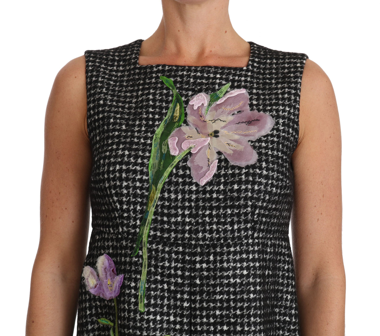 Dolce & Gabbana Gray Tulip Embroidered A-Line Shift Dress