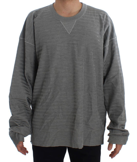 Dolce & Gabbana Gray Crewneck Pullover Silk Sweater