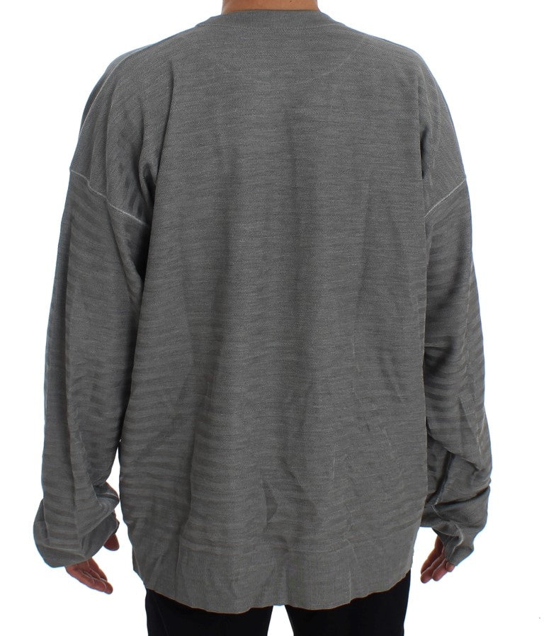 Dolce & Gabbana Gray Crewneck Pullover Silk Sweater