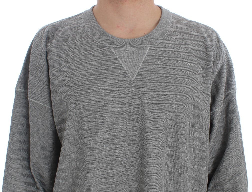 Dolce & Gabbana Gray Crewneck Pullover Silk Sweater