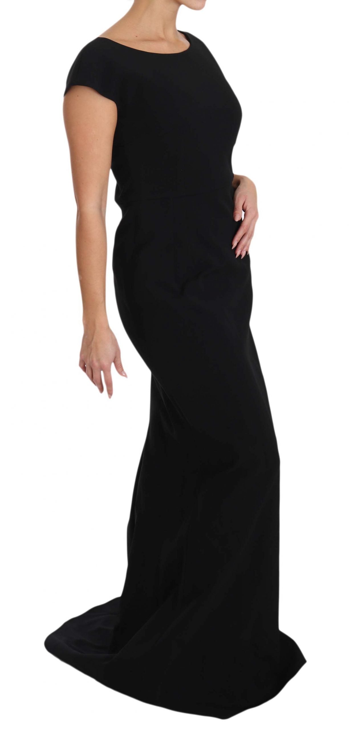 Dolce & Gabbana Black Stretch Fit Flare Gown Maxi