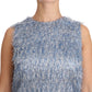 Dolce & Gabbana Light Blue Fringe Shift Gown Dress