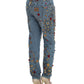 Dolce & Gabbana Light Blue Crystal Roses Heart Embellished Boyfriend Jeans