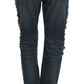 Dolce & Gabbana Blue Crystal Roses Heart Embellished Boyfriend Jeans