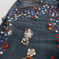 Dolce & Gabbana Blue Crystal Roses Heart Embellished Boyfriend Jeans