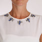 Dolce & Gabbana White Silk Crystal Embellished Fly T-shirt