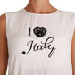 Dolce & Gabbana White Silk I LOVE ITALY Cami T-shirt