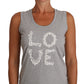 Dolce & Gabbana Gray and white Cami Tank Gray LOVE Cotton Top