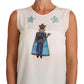 Dolce & Gabbana White Silk Crystal Sequined Fairy Sleeveless Top