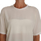 Dolce & Gabbana White Cream Silk Lace Top Blouse T-Shirt