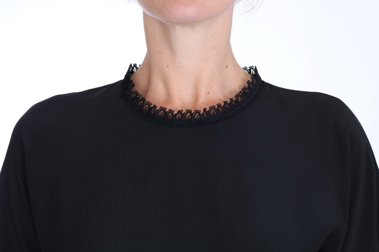 Dolce & Gabbana Black Silk Lace Top Blouse T-Shirt