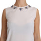 Dolce & Gabbana White Silk Embellished Crystal Dragonfly Top