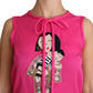 Dolce & Gabbana Pink Family Silk Tank  Mama Blouse Top Shirt