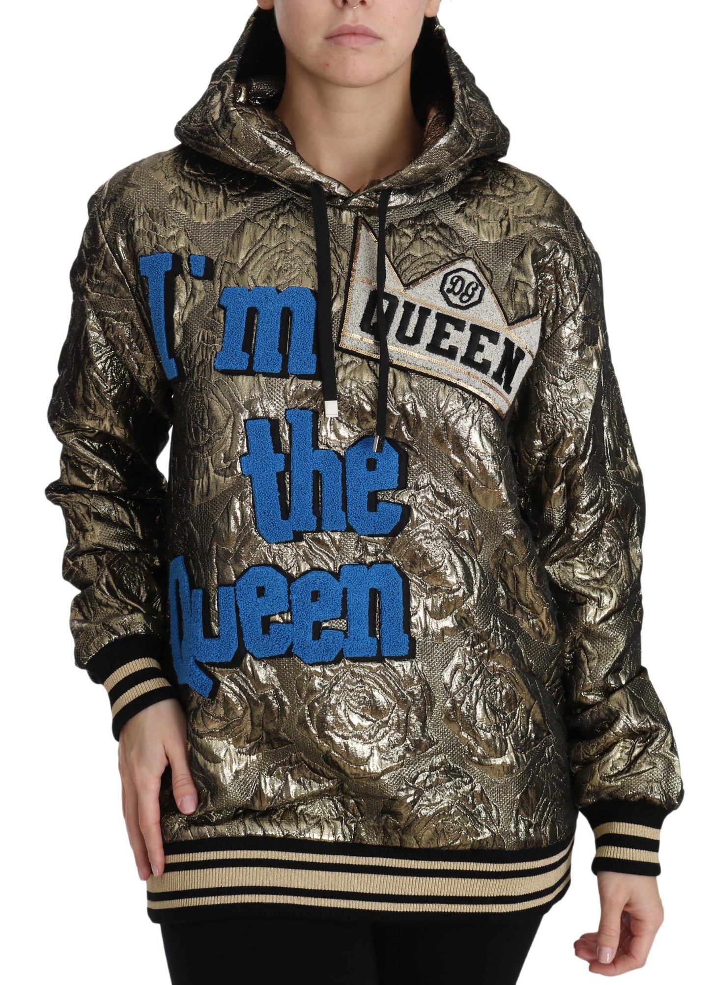 Dolce & Gabbana Im The Queen Jaquard Gold Sweatshirt  Hoodie