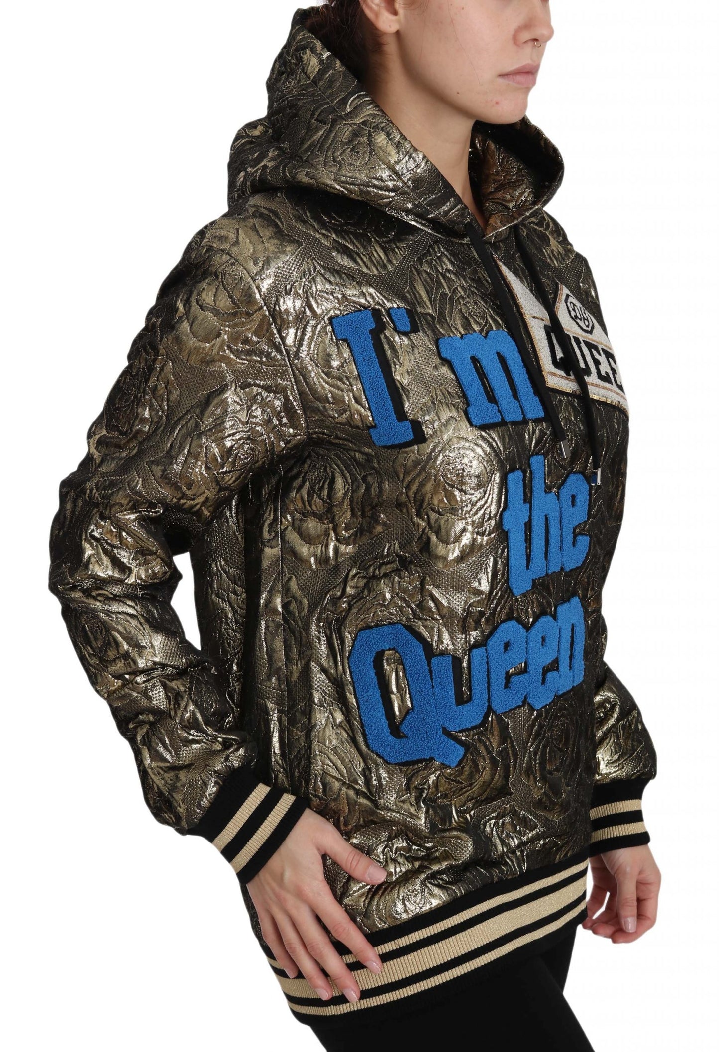 Dolce & Gabbana Im The Queen Jaquard Gold Sweatshirt  Hoodie