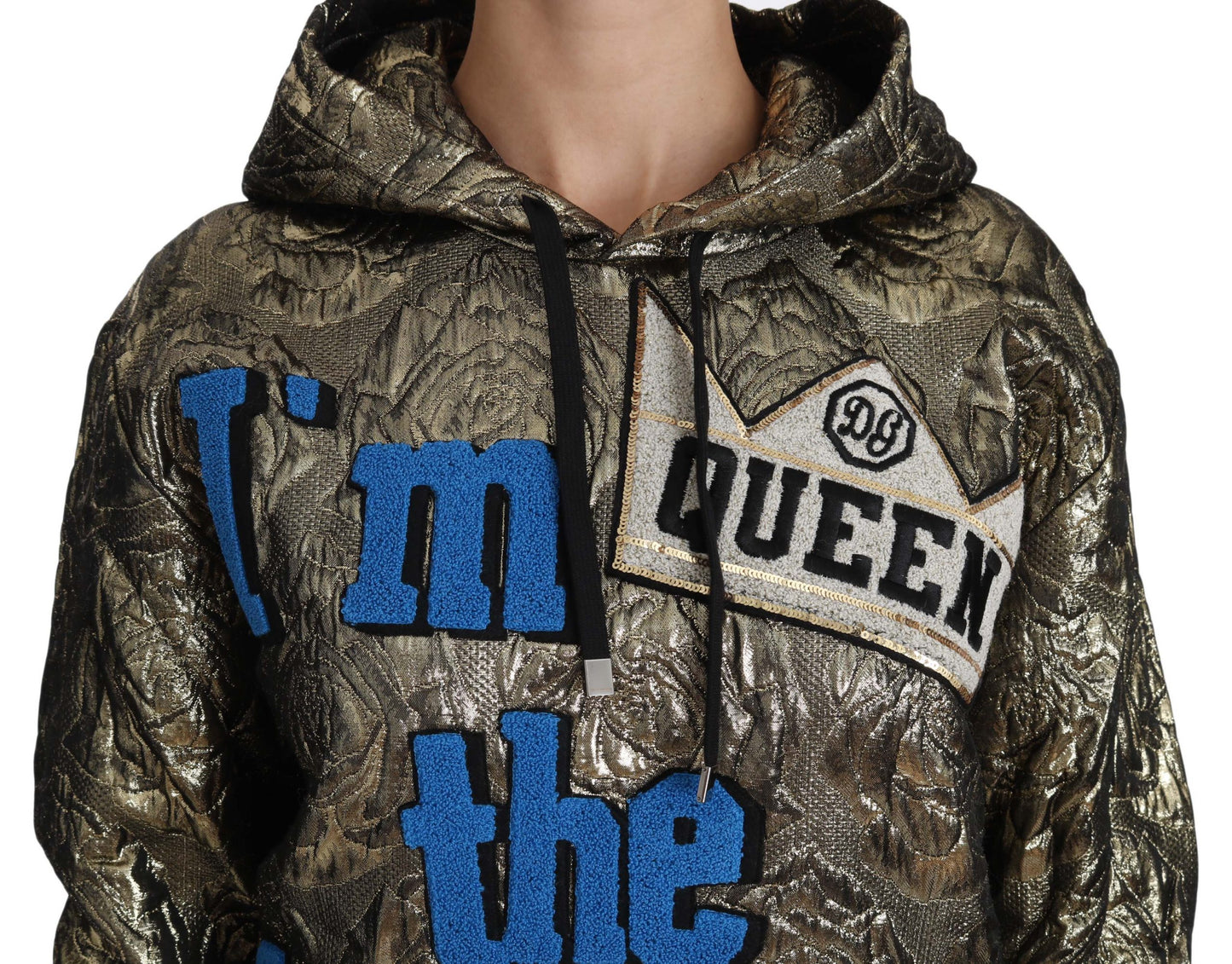 Dolce & Gabbana Im The Queen Jaquard Gold Sweatshirt  Hoodie