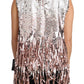 Dolce & Gabbana Golden Pink Sequined Fringe Tank Top