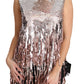 Dolce & Gabbana Golden Pink Sequined Fringe Tank Top