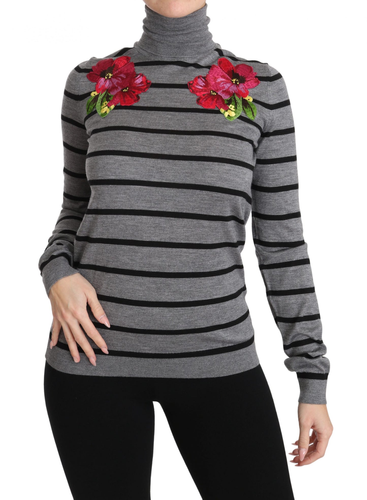 Dolce & Gabbana Gray Cashmere Silk Turtleneck Sweater