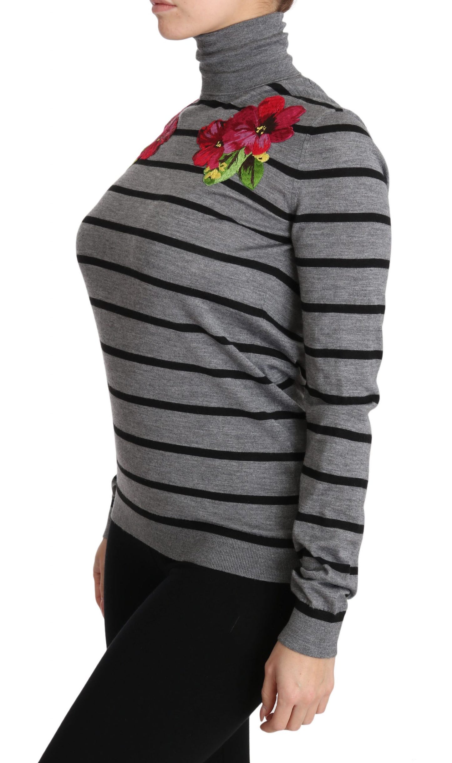 Dolce & Gabbana Gray Cashmere Silk Turtleneck Sweater