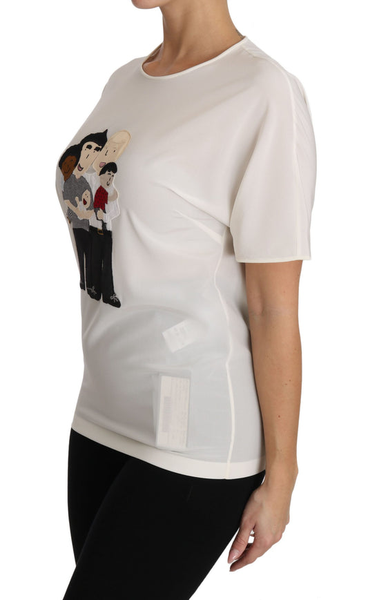 Dolce & Gabbana White Silk Stretch #dgfamily T-shirt