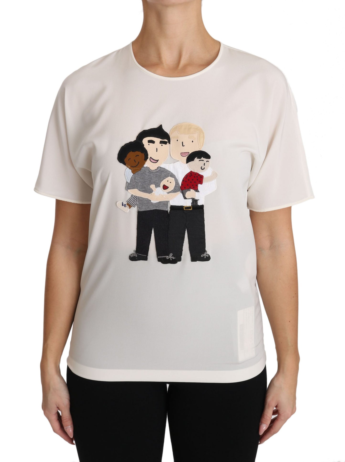 Dolce & Gabbana White Silk Stretch #dgfamily T-shirt