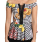 Dolce & Gabbana Black and White Corset Blouse Sicily Lemon Check Top