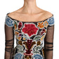 Dolce & Gabbana Elegant Multicolor Floral Applique Sheer Sleeves Top