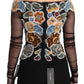 Dolce & Gabbana Elegant Multicolor Floral Applique Sheer Sleeves Top