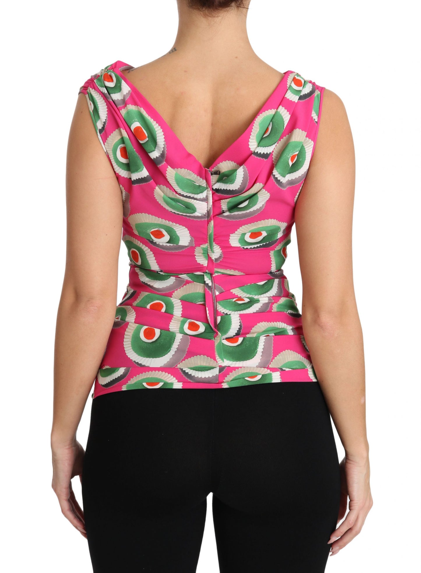 Dolce & Gabbana Pink Silk Stretch Sicilian Cake Top