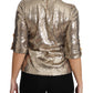 Dolce & Gabbana Gold Sequined Parrot Crystal Blouse