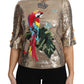 Dolce & Gabbana Gold Sequined Parrot Crystal Blouse