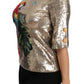 Dolce & Gabbana Gold Sequined Parrot Crystal Blouse