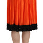 Dolce & Gabbana Orange High Waist Knee Length Skirt