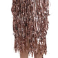 Dolce & Gabbana Silver Pink Sequin Embellished Fringe Pencil Skirt