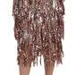 Dolce & Gabbana Silver Pink Sequin Embellished Fringe Pencil Skirt