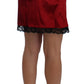 Dolce & Gabbana Red Black Lace A-Line Above Knee Skirt