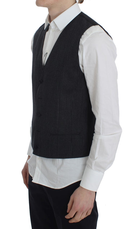 Dolce & Gabbana Gray Striped Formal Vest