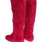 Dolce & Gabbana Pink Lamb Fur Leather Flat Boots