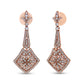 Infinite Jewels 18K Rose Gold 1 1/3 Cttw Diamond Studded Fleur De Lis Drop Earrings