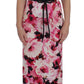 Dolce & Gabbana Black Pink Floral Elegance Sheath Long Dress