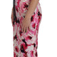 Dolce & Gabbana Black Pink Floral Elegance Sheath Long Dress