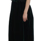 Dolce & Gabbana Green Velvet Crystal Sleeveless Maxi Dress