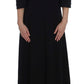 Dolce & Gabbana Black Ricamo Wool Stretch Maxi Dress