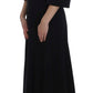 Dolce & Gabbana Black Ricamo Wool Stretch Maxi Dress