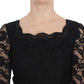 Dolce & Gabbana Black Floral Lace Long Ball Maxi Dress