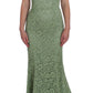 Dolce & Gabbana Green Floral Lace Sheath Maxi Dress