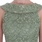 Dolce & Gabbana Green Floral Lace Sheath Maxi Dress